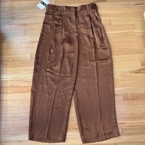 Women’s satin Brown Pleated dress Pants